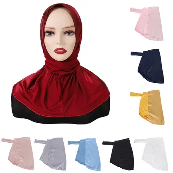 Undercarf Amira Мусульманские женщины Цельный Хиджаб на Пуговицах, закрывающий шею, Головной платок, Внутренняя крышка, Шляпа ниндзя, Капот, Тюрбан, Мгновенный шарф