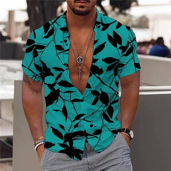 Мужская Гавайская Рубашка с коротким рукавом, Летняя Негабаритная Дышащая Рубашка с Социальным Принтом Dazn, Элегантные Топы Y2k, Винтажная Роскошная Готическая Одежда