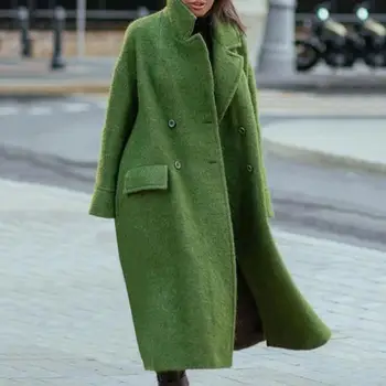 Стильная куртка, пальто с длинным рукавом, Холодостойкое Зеленое женское пальто, Повседневное пальто, женское пальто