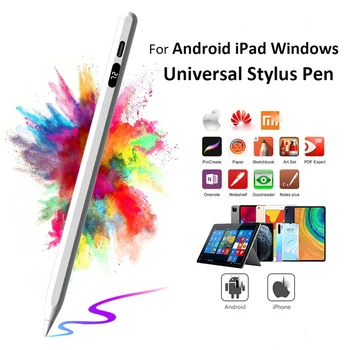 Универсальный Стилус Для Планшетного телефона Android IOS Touch Pen Для iPad Pencil Apple Pencil 2 Active Pen С Цифровым Дисплеем Питания