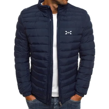 Зимняя куртка Мужская теплая парка с воротником-стойкой, Уличная мода, повседневная брендовая верхняя мужская зимняя куртка-пуховик