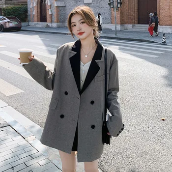 Женский корейский маленький блейзер 2023 на весну, свободный, элегантный, модный, профессиональный, официальный, большого размера, модный костюм для темперамента
