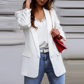 Элегантное женское пальто с отложным воротником и пуговицами, осенняя модная повседневная офисная женская куртка с длинным рукавом, винтажные пальто больших размеров, куртки