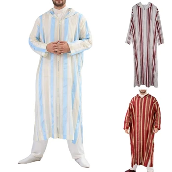 Мужской халат со шляпой с длинными рукавами, Традиционная мусульманская одежда, Простой арабский праздник Ближнего Востока, Арабская Джубба Тобе на четыре сезона