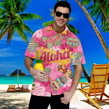 Высококачественная Гавайская Рубашка 7xl С Листьями, Летняя Мужская 2022, Женская Мода, Пуговицы на Заказ, Прямая Поставка, Оверсайз, Повседневная, Оптовая Продажа, Harejuku