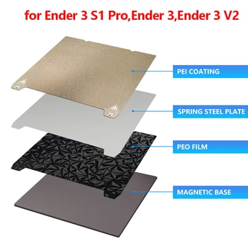 Обновленная Кровать с подогревом 235x235 мм PEI Стальной Лист Магнитная Монтажная Пластина для Ender 3 S1 Pro, Ender 3, Ender 3 V2 Аксессуары для 3D-принтеров