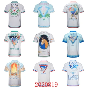 Множество вариантов узора Из тонкого шелка CASABLANCA, короткая рубашка для мужчин и женщин, высококачественная Гавайская пляжная теннисная клубная свободная рубашка для серфинга
