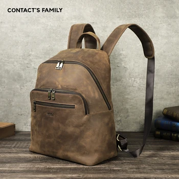 Винтажный мужской рюкзак из 100% кожи Нубука, европейская и американская модная дорожная сумка, рюкзак для ноутбука в стиле Ретро из воловьей кожи для отдыха