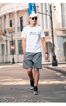 Y1614 Летняя мужская футболка из плотного хлопка с простым буквенным принтом и короткими рукавами
