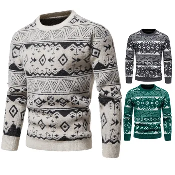 Новое поступление, Осенний свитер с круглым воротником, Зимние Теплые Высококачественные мужские Модные Пиджаки, Пуловеры