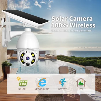 Солнечная камера Беспроводная WiFi Камера наблюдения Наружная сеть 4G HD 1080P Камера наблюдения Двусторонняя голосовая передача Q13 Солнечная камера