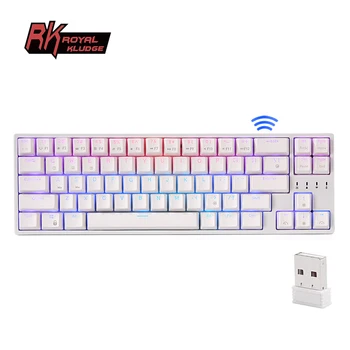 Механическая Мини-беспроводная Трехрежимная клавиатура Royal Kludge RK871/RK68PLUS с возможностью горячей замены по Bluetooth 2.4G С 60-процентной подсветкой RGB -