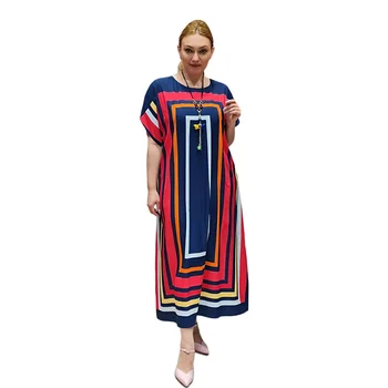 Женские платья в африканском стиле дашики XL-5XL, Осеннее длинное платье в африканском стиле с круглым вырезом и короткими рукавами и принтом, африканская одежда