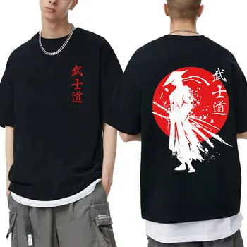 Футболка с изображением японского духа самурая, футболка из 100% хлопка в стиле аниме 