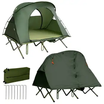 Походная палатка для 2 человек, раскладушка, компактный приподнятый комплект палаток с внешней крышкой зеленого цвета