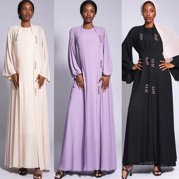 Роскошные бриллианты для женщин, мусульманские открытые Абайи, кардиган, Макси-платье, Турецкий шифон, Модное летнее Дубайское кимоно, Арабское исламское платье